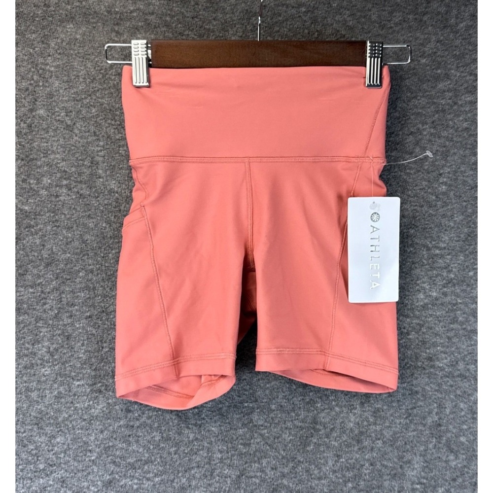 NEW Athleta Interval Stash 5" Short Size XXS Coral Pink PowerMove Pockets Tennis